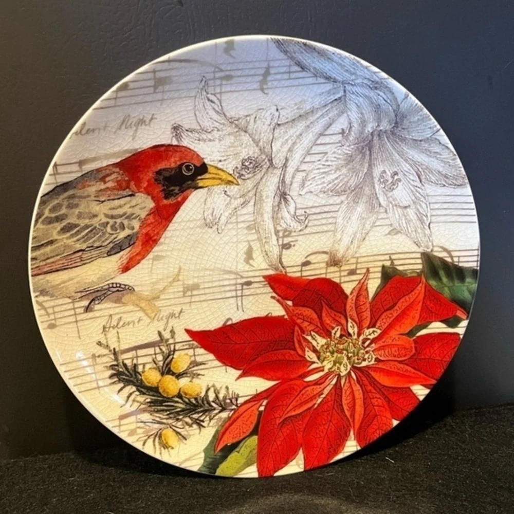 Pottery Barn 8” Bird Decoupage Plates Set of 4
